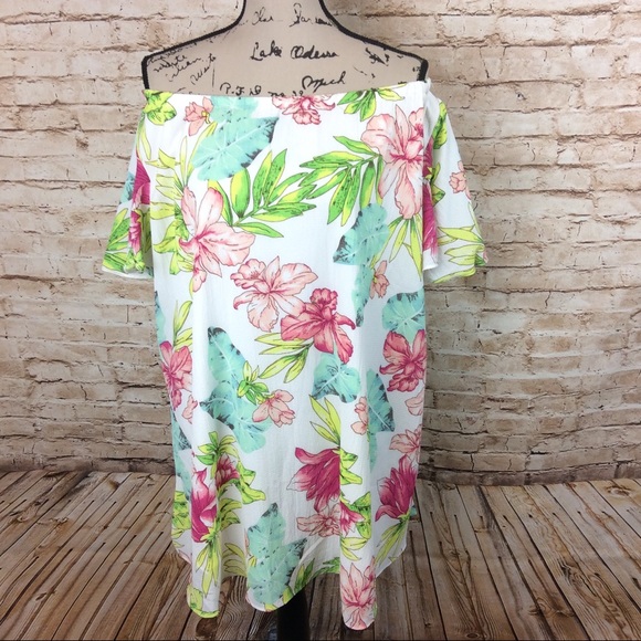 New Umgee Flutter Sleeve Floral Tunic Top Dress S - Picture 1 of 6